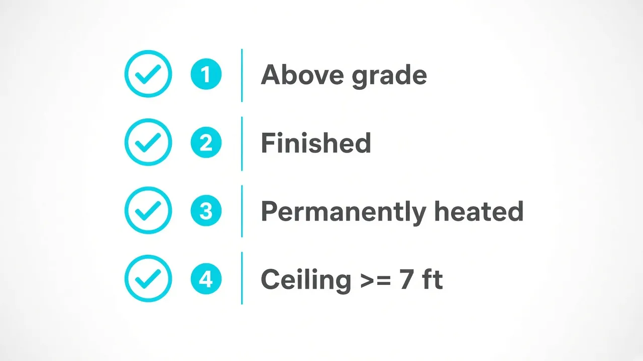 The four ANSI rules for what counts as square footage.